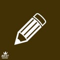 Geometry idea vector icon Ã¢â¬â detailed brown edit pencil. Graphic realistic engineering tool, technical symbol. Web design